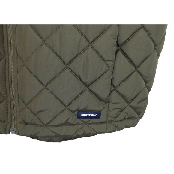 LANDS END Olive Green Quilted Mid Weight Vest Size L 14/16 Classic Preppy - Picture 3 of 7